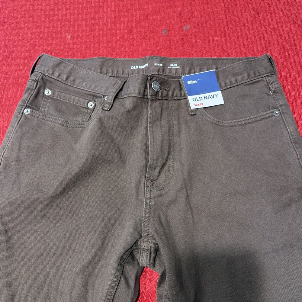 Old Navy Brown Pant Slim Taper Built-in In Flex 32x32